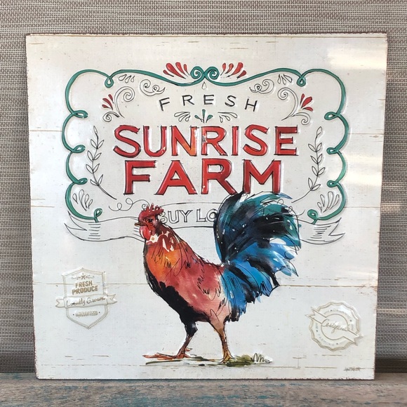 Farmhouse Enamelware Wall Sign By Wild Apple Art By Anne Tavoletti Sunrise Farm - Picture 1 of 8